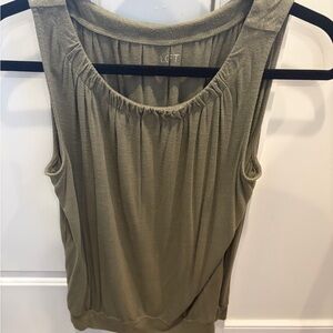 LOFT Olive Green Gathered-Neck Sleeveless Tank